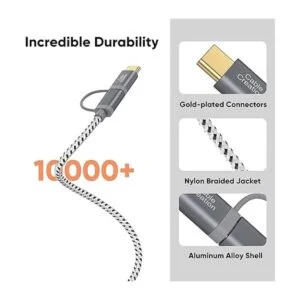 Cable USB C 2 en 1 de 0.8 pies CableCreation trenzado_4