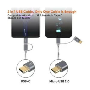 Cable USB C 2 en 1 de 0.8 pies CableCreation trenzado_5