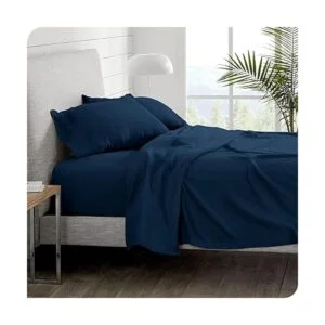 Juego sábanas de cobija polar Lana Azul oscuro gemelo_6