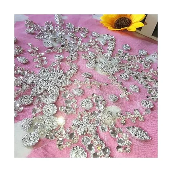 Apliques de flores con cuentas hechas a mano brillantes_5