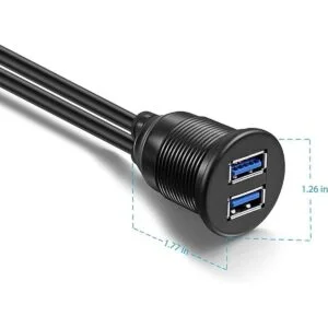 Soporte para auto con 2 puertos Dual USB 3.0 macho a cable