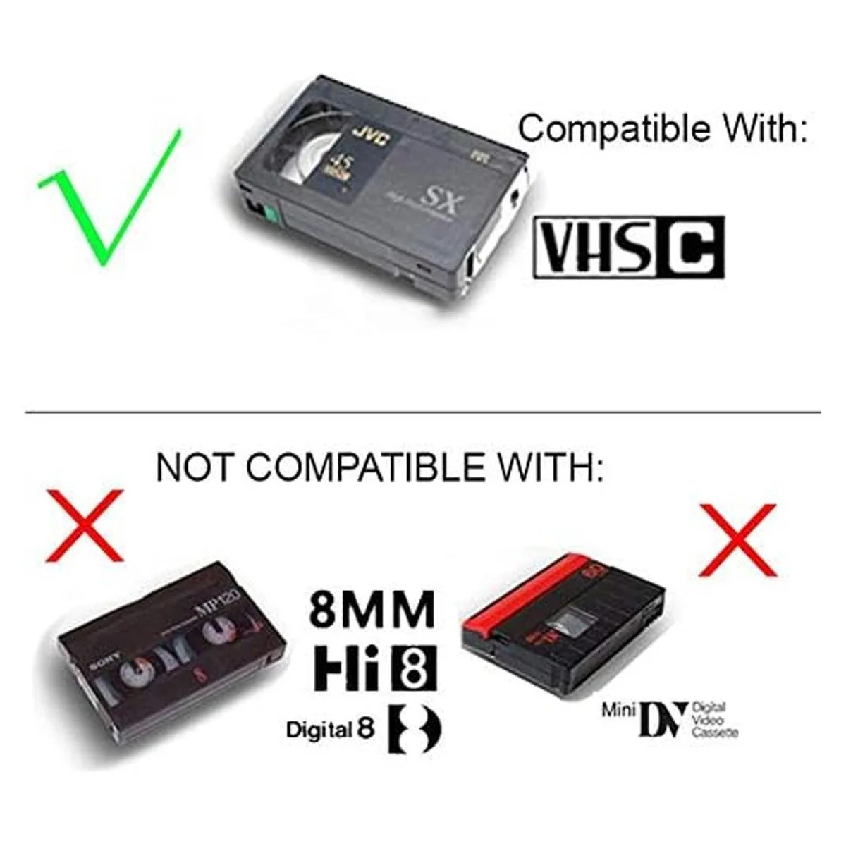 Adaptador de cassette videocámaras svhs VHSC a vhs_5