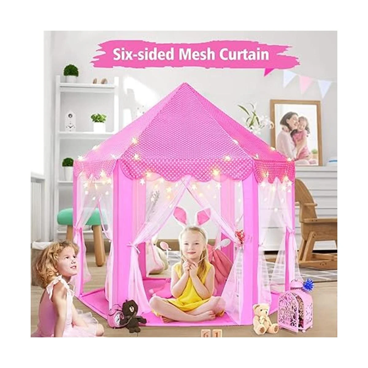 Monobeach Tienda de campaña de princesa para niñas casa_3