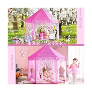 Monobeach Tienda de campaña de princesa para niñas casa_5