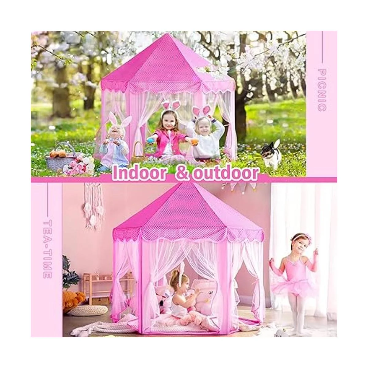 Monobeach Tienda de campaña de princesa para niñas casa_5