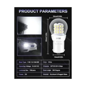 ALOPEE Bombilla LED de 9 V30 V CC 1156 blanca súper_2