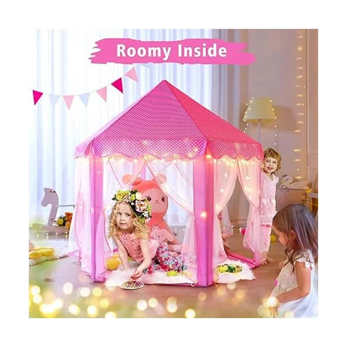 Monobeach Tienda de campaña de princesa para niñas casa_2