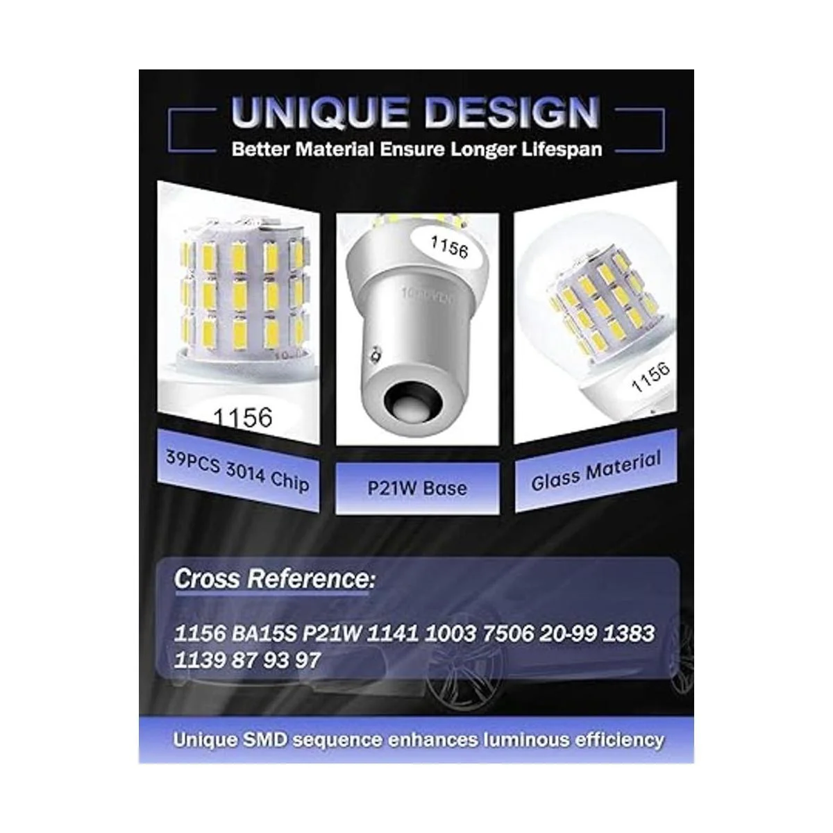 ALOPEE Bombilla LED de 9 V30 V CC 1156 blanca súper_3