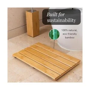 GOBAM Tapete de baño de bambú pequeño 19.7 x 13 x 1.3_4