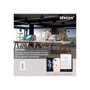 BESTTEN Toma de corriente USB de 4.2 A21 W con 4 puertos_3