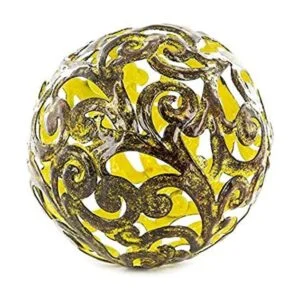 Esfera decorativa de metal elegante amarilla_1