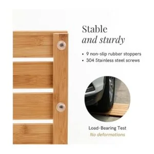 GOBAM Tapete de baño de bambú pequeño 19.7 x 13 x 1.3_5