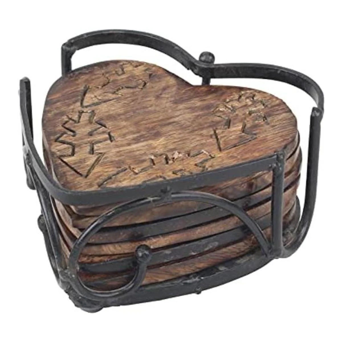 Stonebriar Juego de 6 posavasos de madera rústica en forma_1