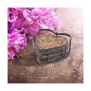 Stonebriar Juego de 6 posavasos de madera rústica en forma_4