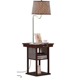 Lámpara de pie con mesa integrada de dos niveles_1