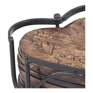 Stonebriar Juego de 6 posavasos de madera rústica en forma_2