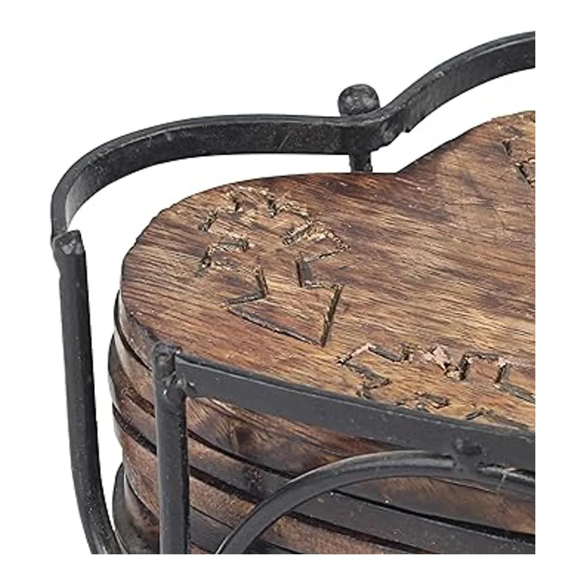 Stonebriar Juego de 6 posavasos de madera rústica en forma_2