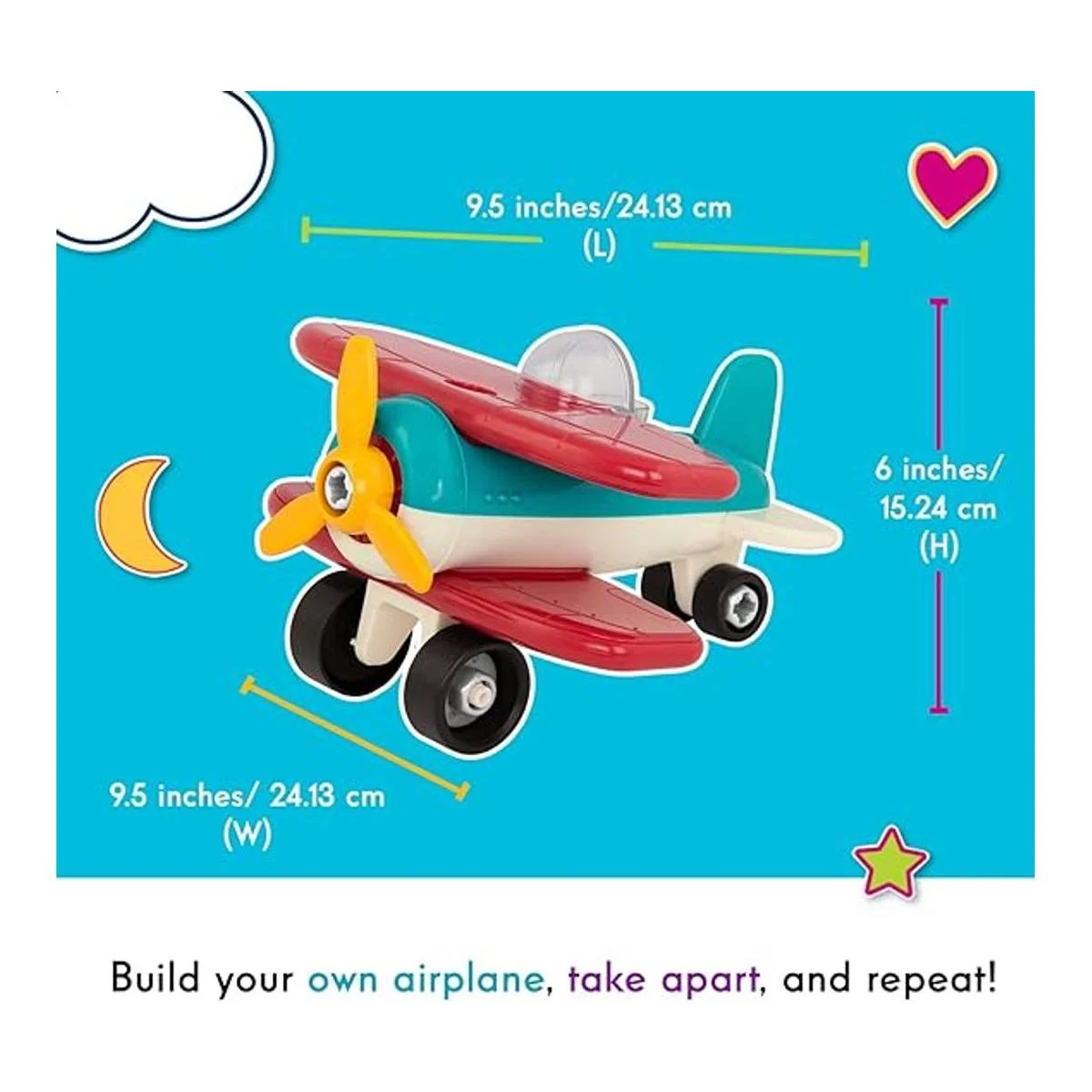 Avión Battat desmontable azul y Red_4