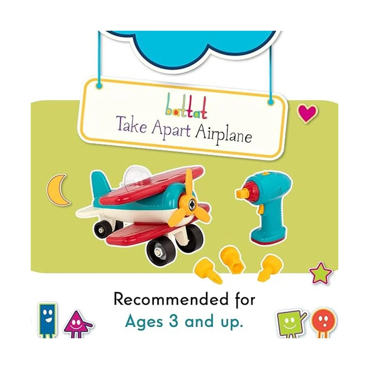 Avión Battat desmontable azul y Red_2