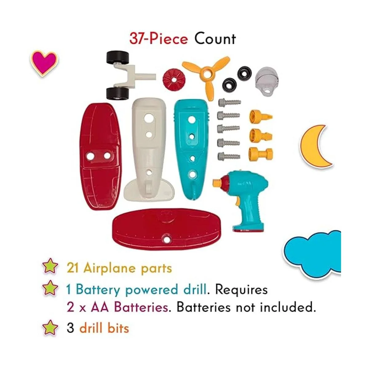 Avión Battat desmontable azul y Red_3