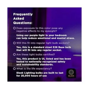 SleekLighting foco de base led A19 púrpura 120 V 3 W_4