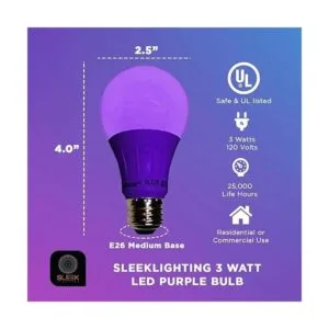 SleekLighting foco de base led A19 púrpura 120 V 3 W_2