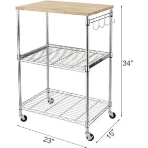 Finnhomy Carrito de cocina con ruedas de alambre de 3_4