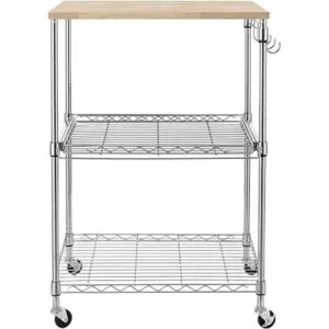 Finnhomy Carrito de cocina con ruedas de alambre de 3_3