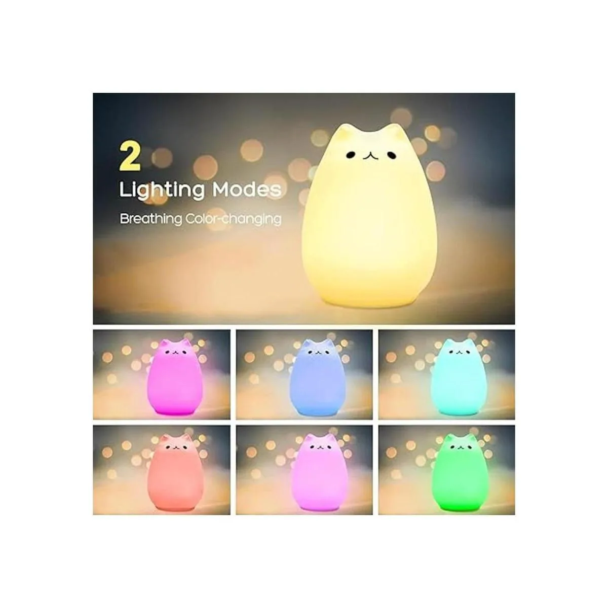 Litake Lámpara LED nocturna de gatito de silicona_3