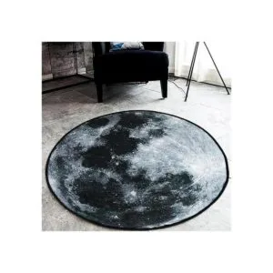 SYROVIA Grey Moon Round Area Rug 2 in Diameter Bedroom_2