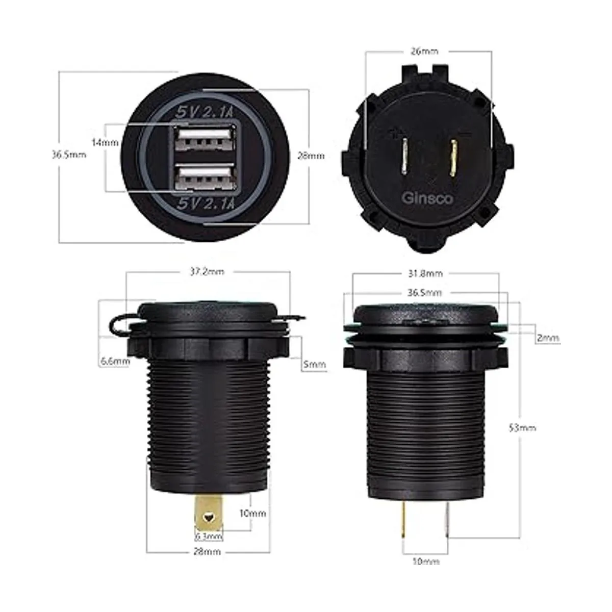 Ginsco cargador USB dual enchufe toma de corriente 2.1A y_2