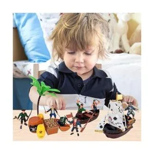 Cubeta de set de juego de figuras de acción de piratas con_6