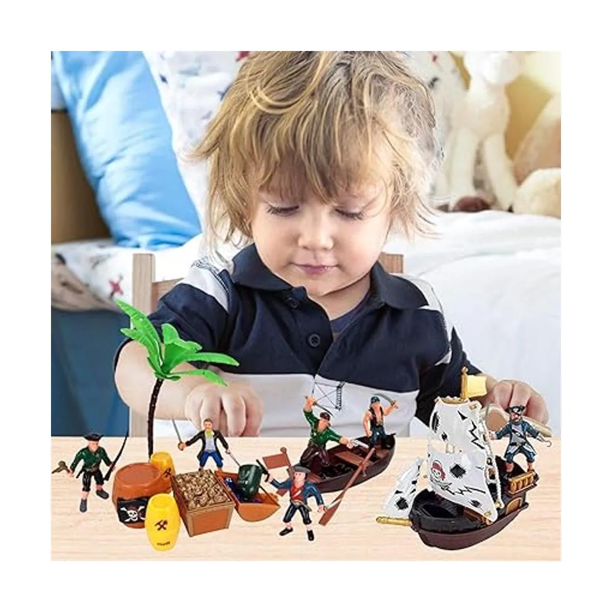 Cubeta de set de juego de figuras de acción de piratas con_6