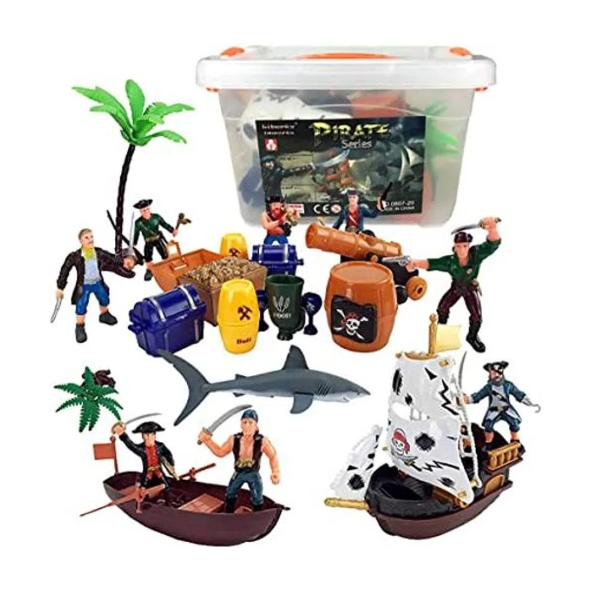 Cubeta de set de juego de figuras de acción de piratas con_1
