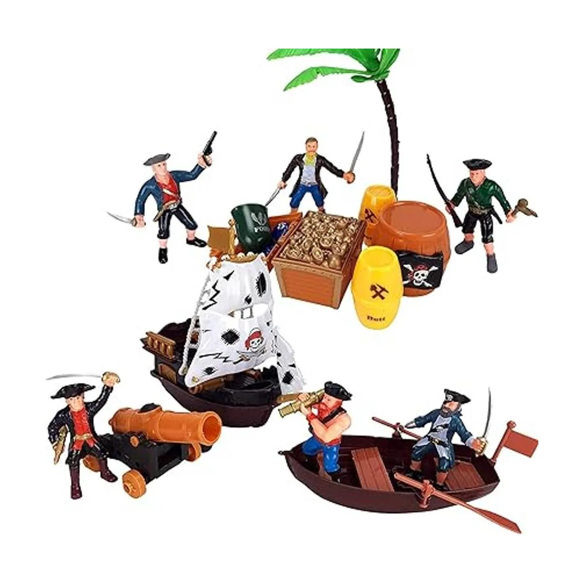 Cubeta de set de juego de figuras de acción de piratas con_4