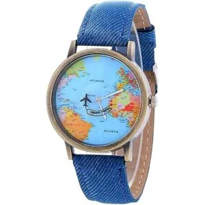 Minilujia Avión Moving Flying World Mapa Reloj Mariposa_1