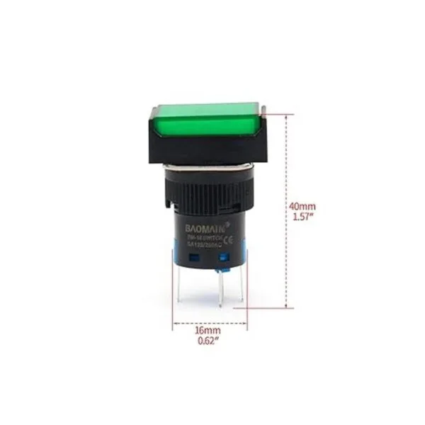 Baomain Interruptor de botón de 0.630 in tapa rectangular_3