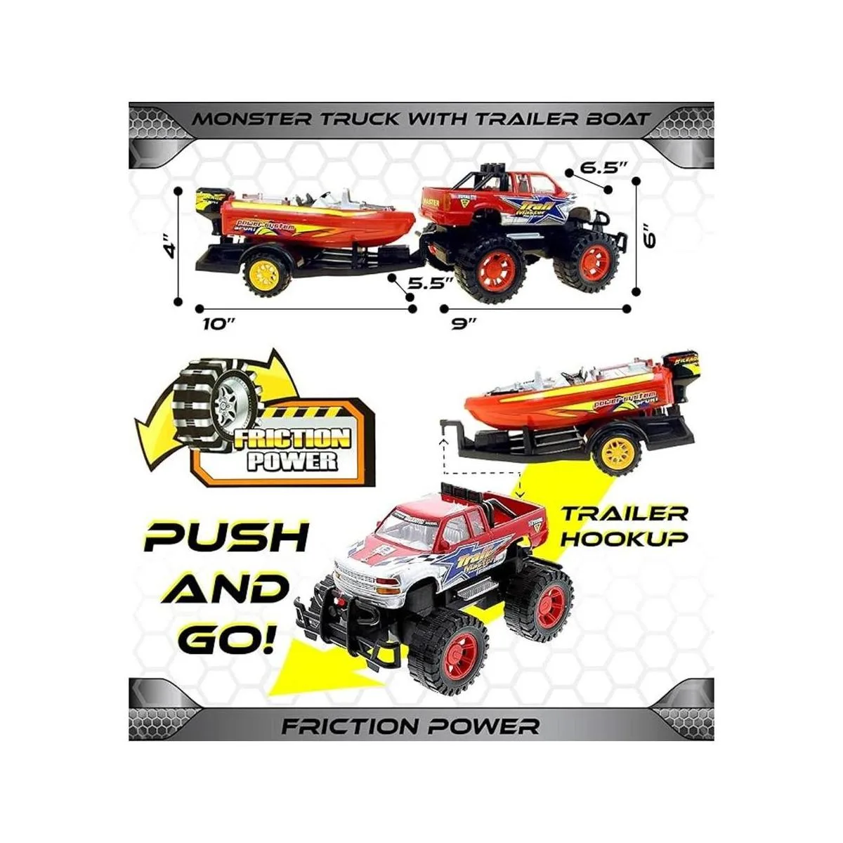 Mozlly Monster Truck Trailer Speed Boat Juego de juego_2