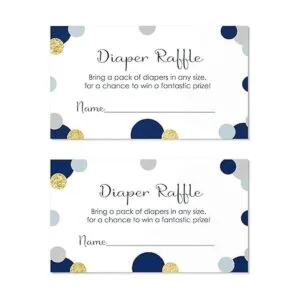 Baby Shower pañal Rifa Boys Navy Gold Invitar Insert_5