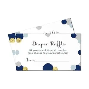 Baby Shower pañal Rifa Boys Navy Gold Invitar Insert_4