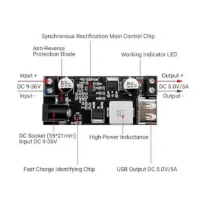 Convertidor Buck de 12 V a 5 V DROK 5 A regulador de_2