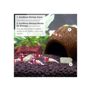 SunGrow Cueva de camarones de acuario de coco accesorios_5