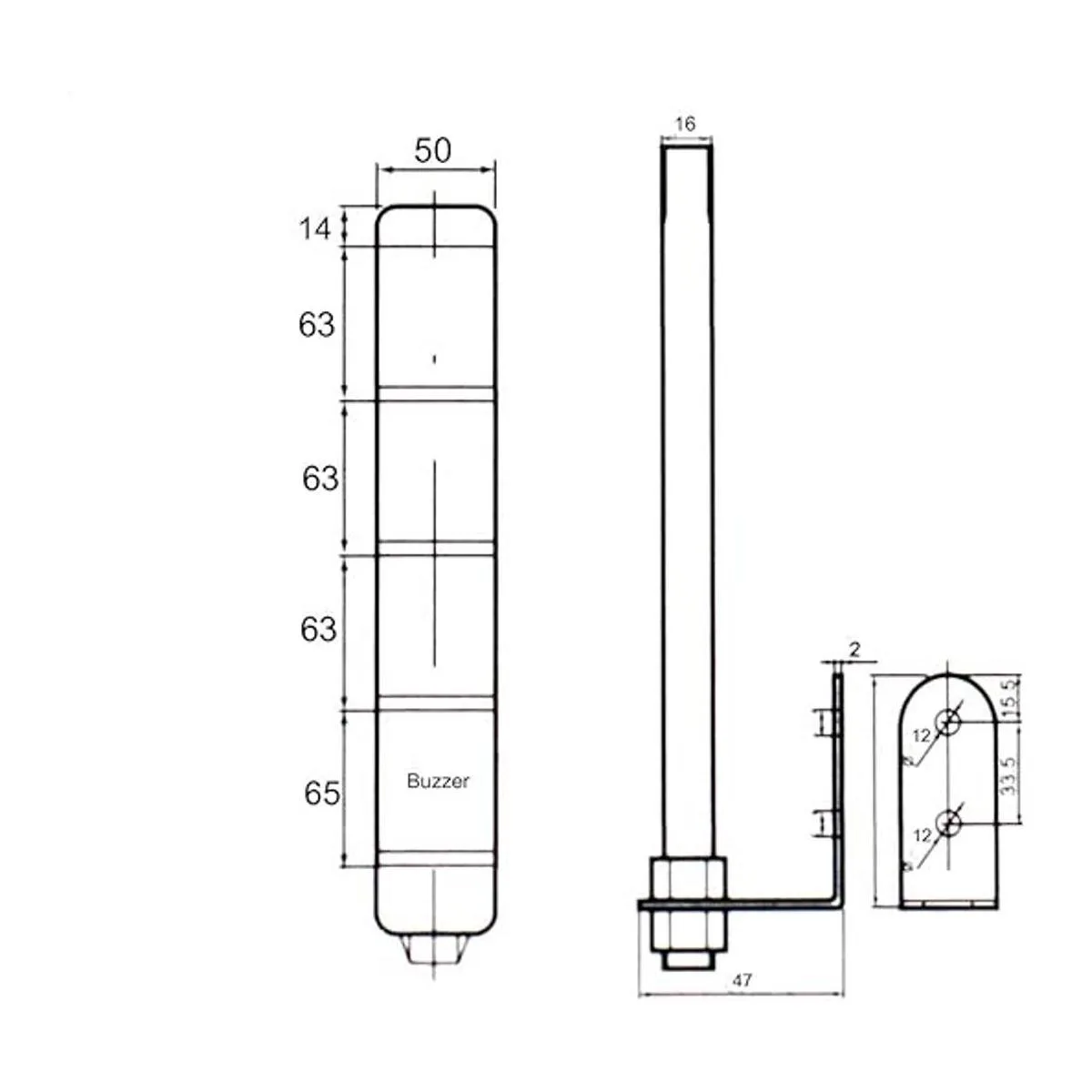 Baomain Luz de señal industrial columna LED alarma_4