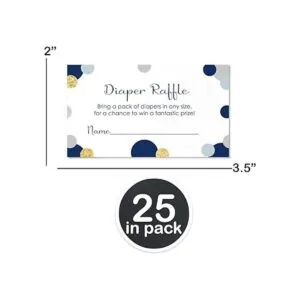 Baby Shower pañal Rifa Boys Navy Gold Invitar Insert_3