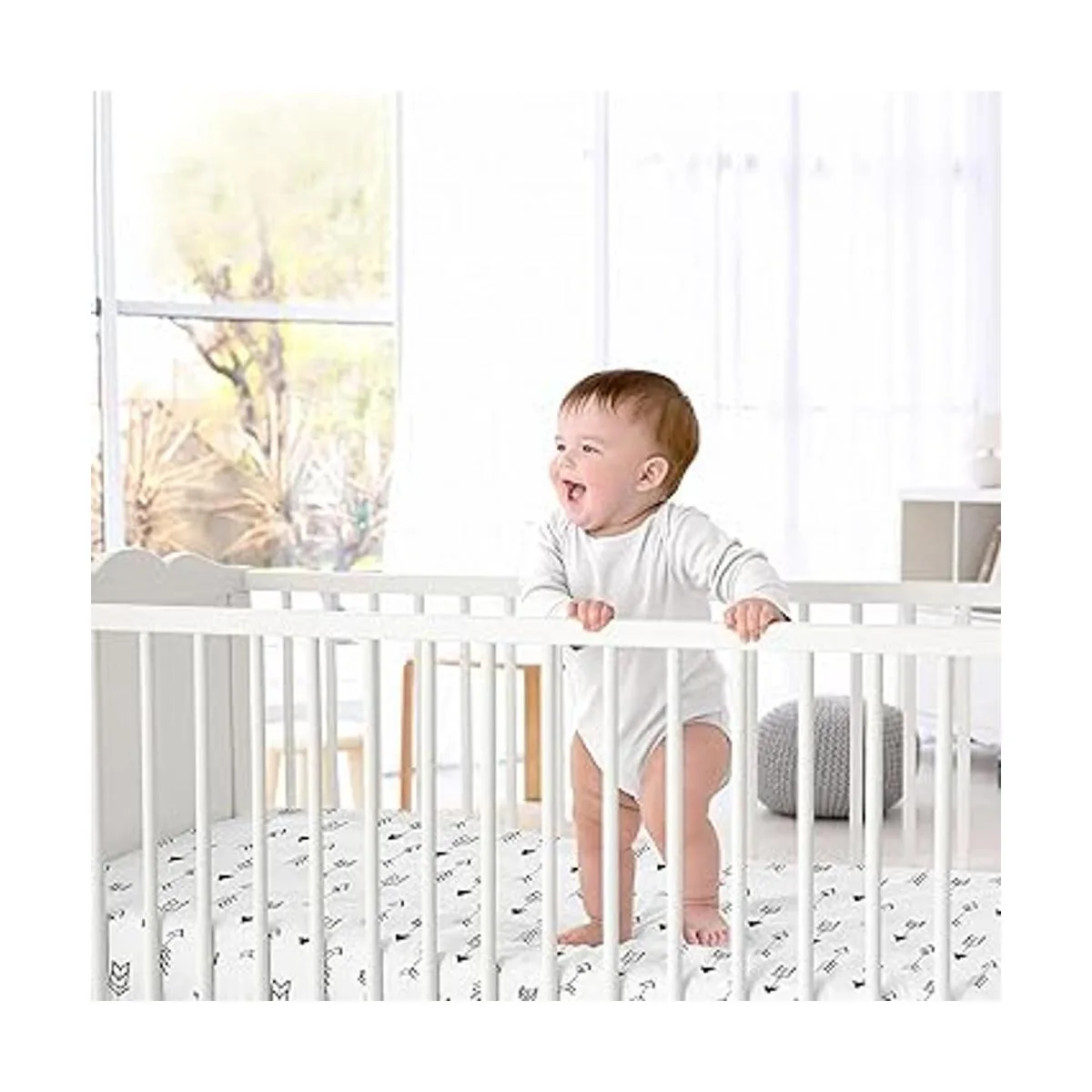 Juego de cama ajustable con estampado de flechas para bebé_2