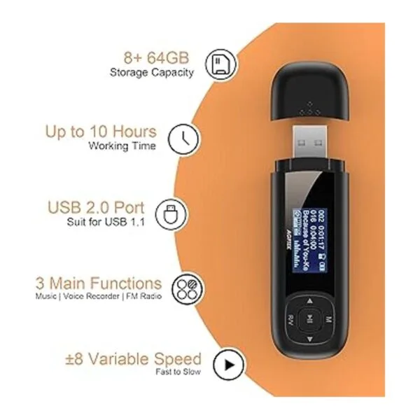 AGPTEK U3 USB Stick Mp3 reproductor de música de 8 GB_5