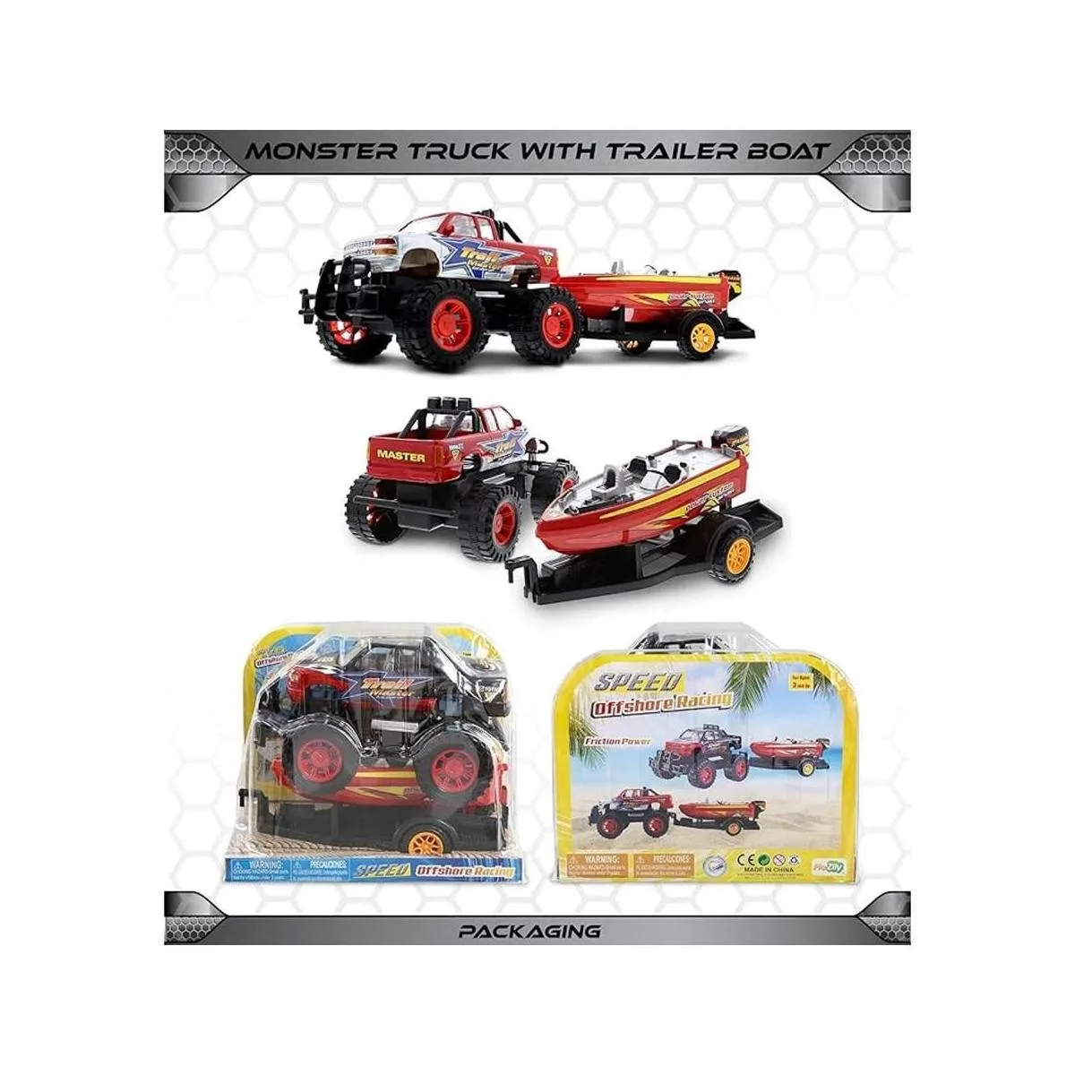 Mozlly Monster Truck Trailer Speed Boat Juego de juego_5