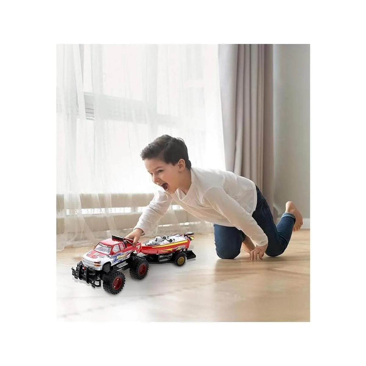 Mozlly Monster Truck Trailer Speed Boat Juego de juego_6