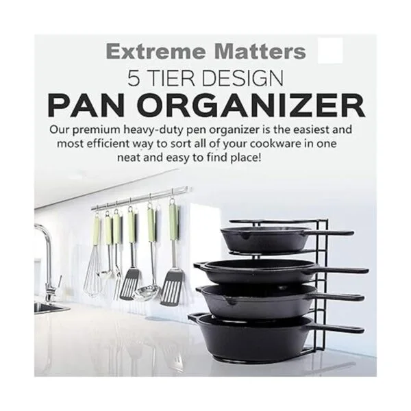 Organizador de sartenes resistente de primera calidad Negro_4