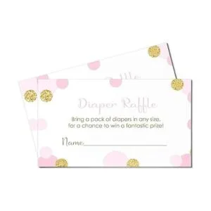 Baby Shower pañal Rifa Juego Las Niñas Invitar Insert Card_5